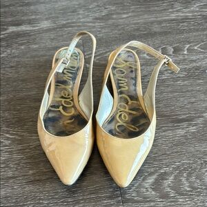 Sam Edelman Beige Patent Leather Slingback Heels